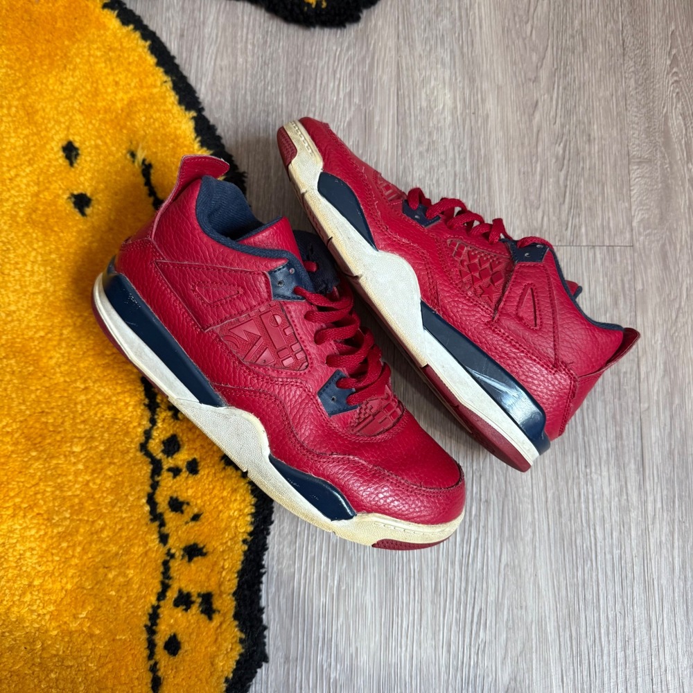 Nike Air Jordan 4 Retro Red Fiba GS Kids Shoes BQ7669-617 Size 3Y